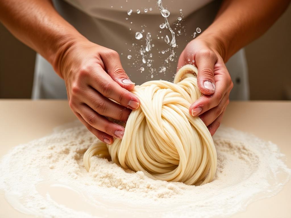 Handen die meel wassen tot seitan